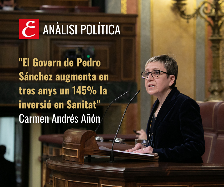 “El Govern de Pedro Sánchez augmenta en tres anys un 145% la inversió en Sanitat”. Per Carmen Andrés.